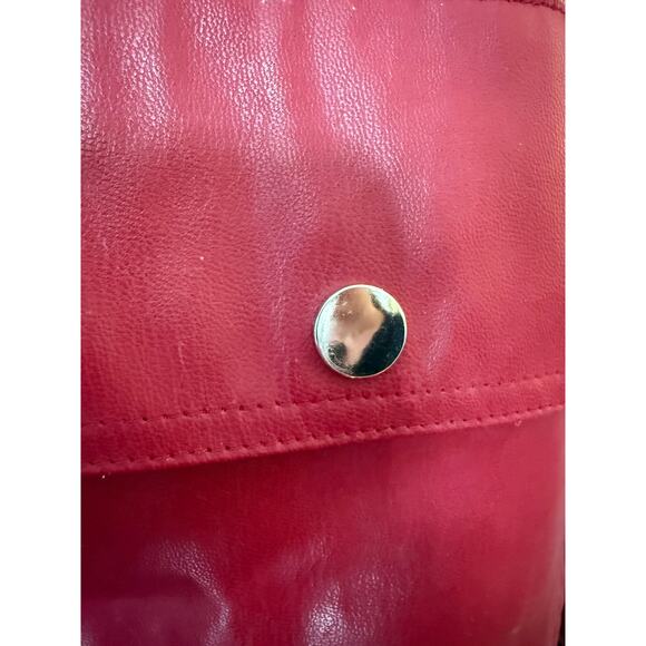 Cider Cool Girl Leather Patchy Jacket, Red Size S - Picture 5 of 7